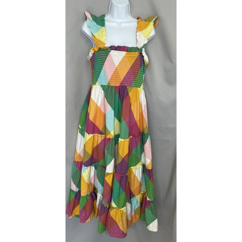 Crown & Ivy Smoked Tiered Square Neck Cottage Core Midi / Maxi Dress‎ Size Large